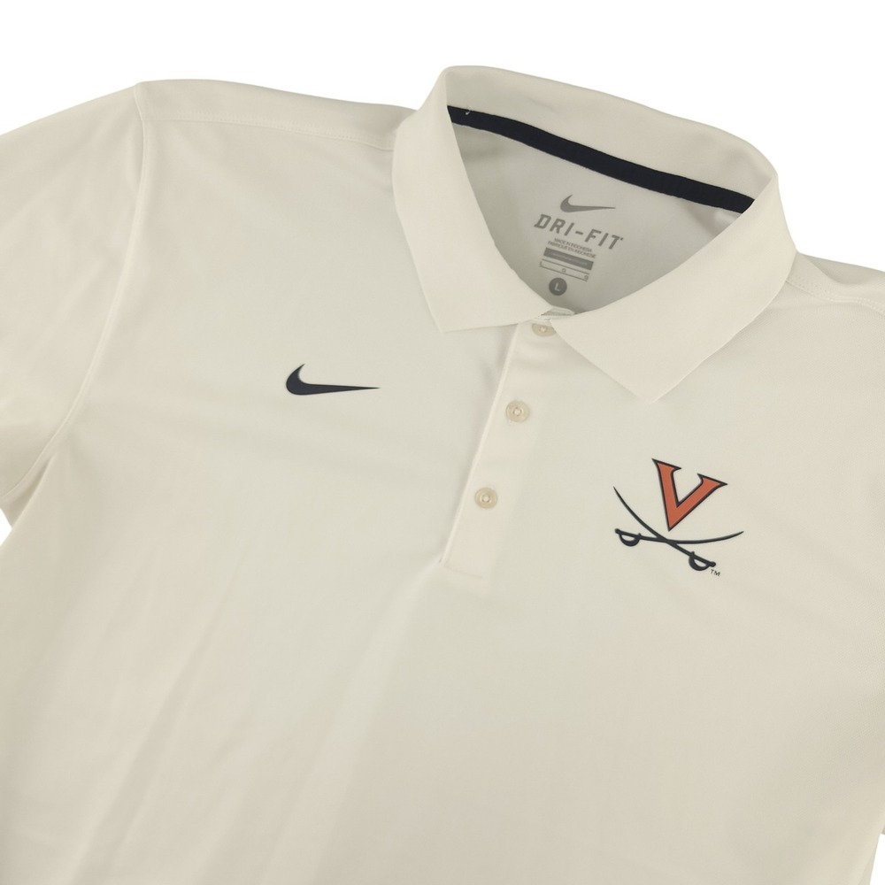 Virginia Cavaliers Shirt Mens Large White NCAA Golf Nike Dri Fit Polo Golf